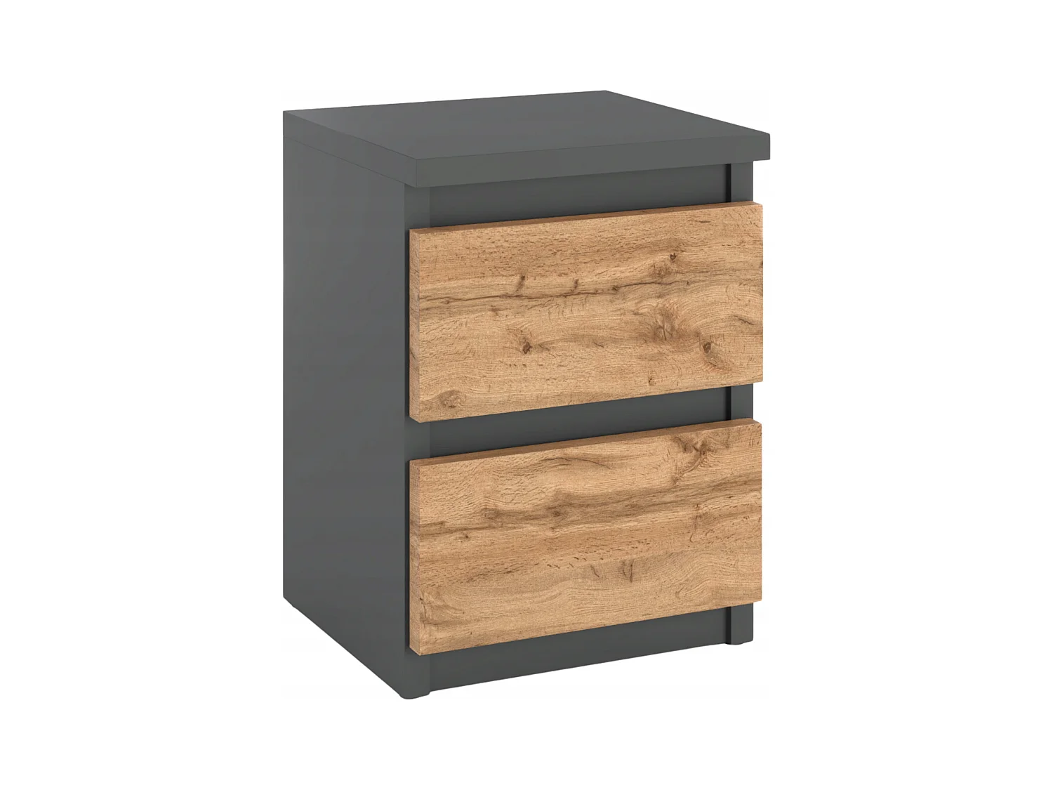 Table de chevet Gris/ Chêne Wotan 30x30x42CM 2 tiroirs-meuble de nuit pour chambre à coucher