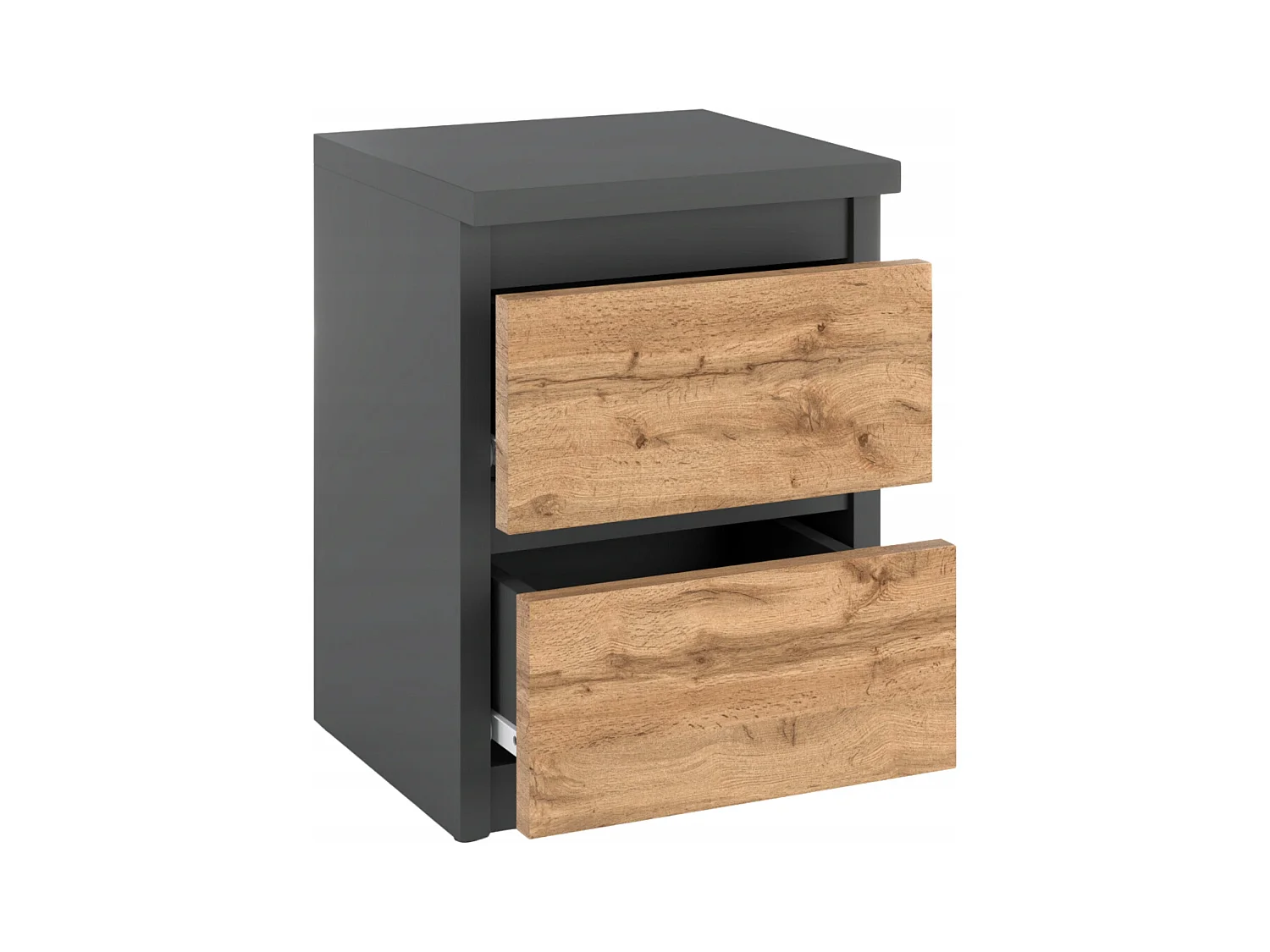 Table de chevet Gris/ Chêne Wotan 30x30x42CM 2 tiroirs-meuble de nuit pour chambre à coucher