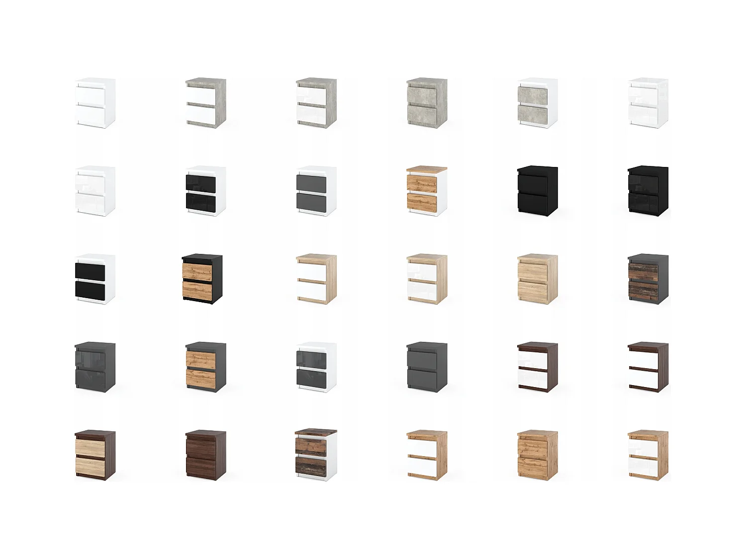 Table de chevet Gris/ Chêne Wotan 30x30x42CM 2 tiroirs-meuble de nuit pour chambre à coucher