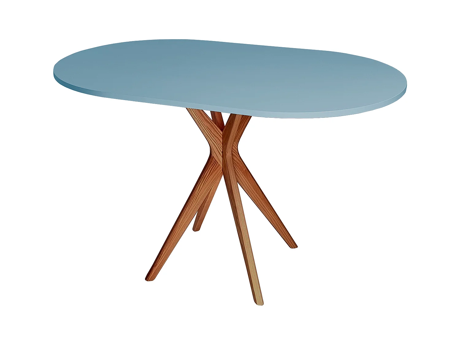 Ovaler Esstisch 75x100cm Jubi Taubenblau Eichenbeinen