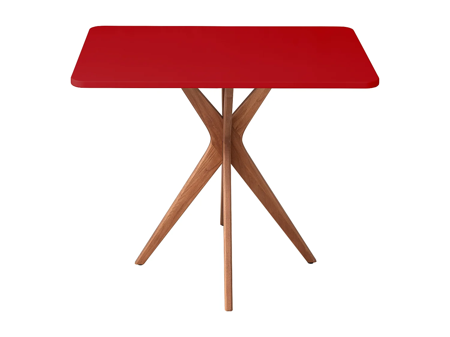 Kleiner rechteckinger Esstisch Jubi 55x80cm Rot Eichenbeinen