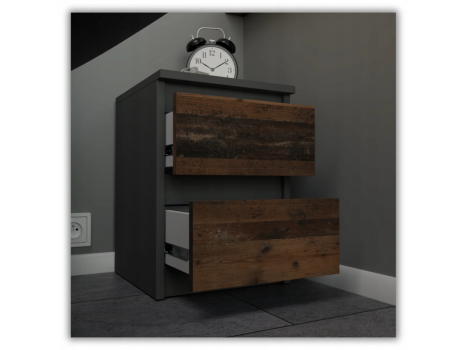 Szafka Nocna Stiv-Meble 2 Szuflady 30 CM Szary Mat Old Style 30x30x40 CM 1szt.
