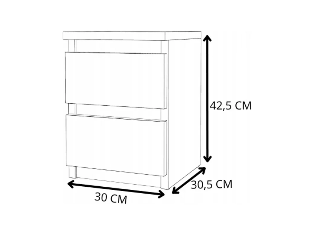 Table de chevet Chêne Sonoma 30x30x42CM 2 tiroirs-meuble de nuit pour chambre à coucher