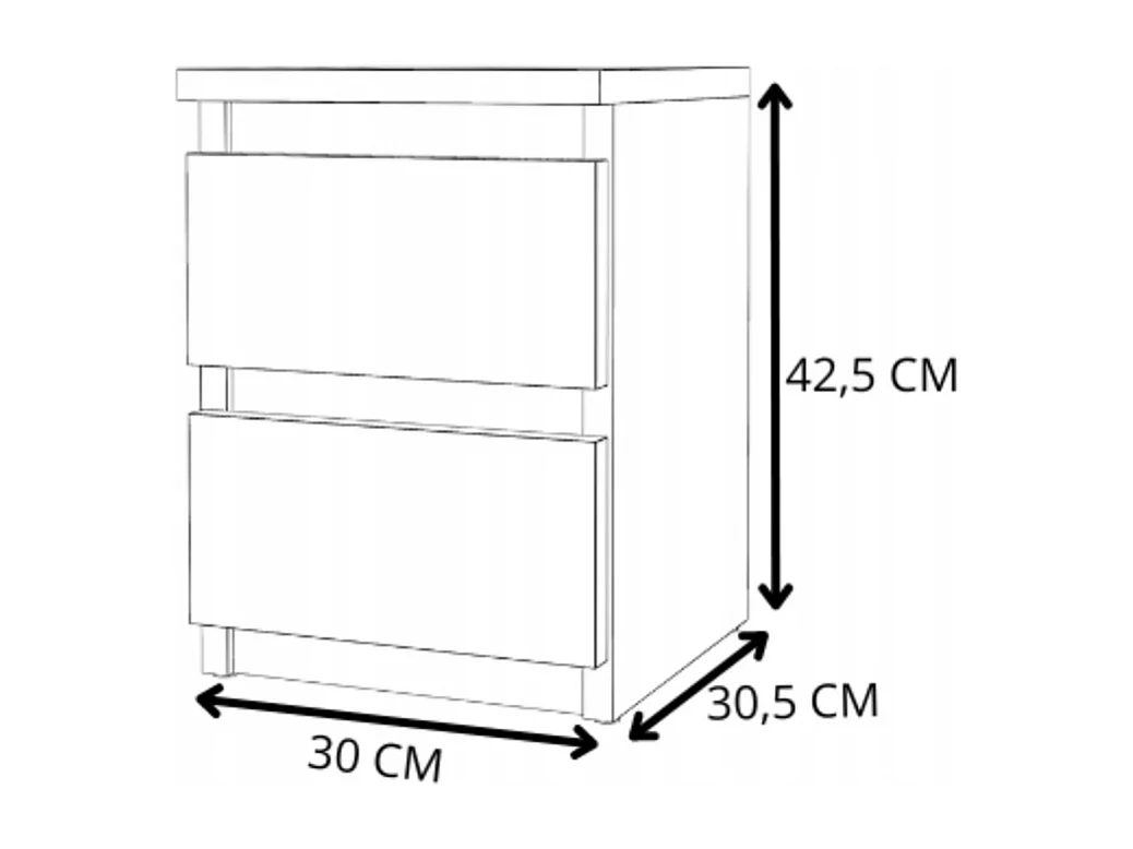 Table de chevet Chêne Sonoma 30x30x42CM 2 tiroirs-meuble de nuit pour chambre à coucher