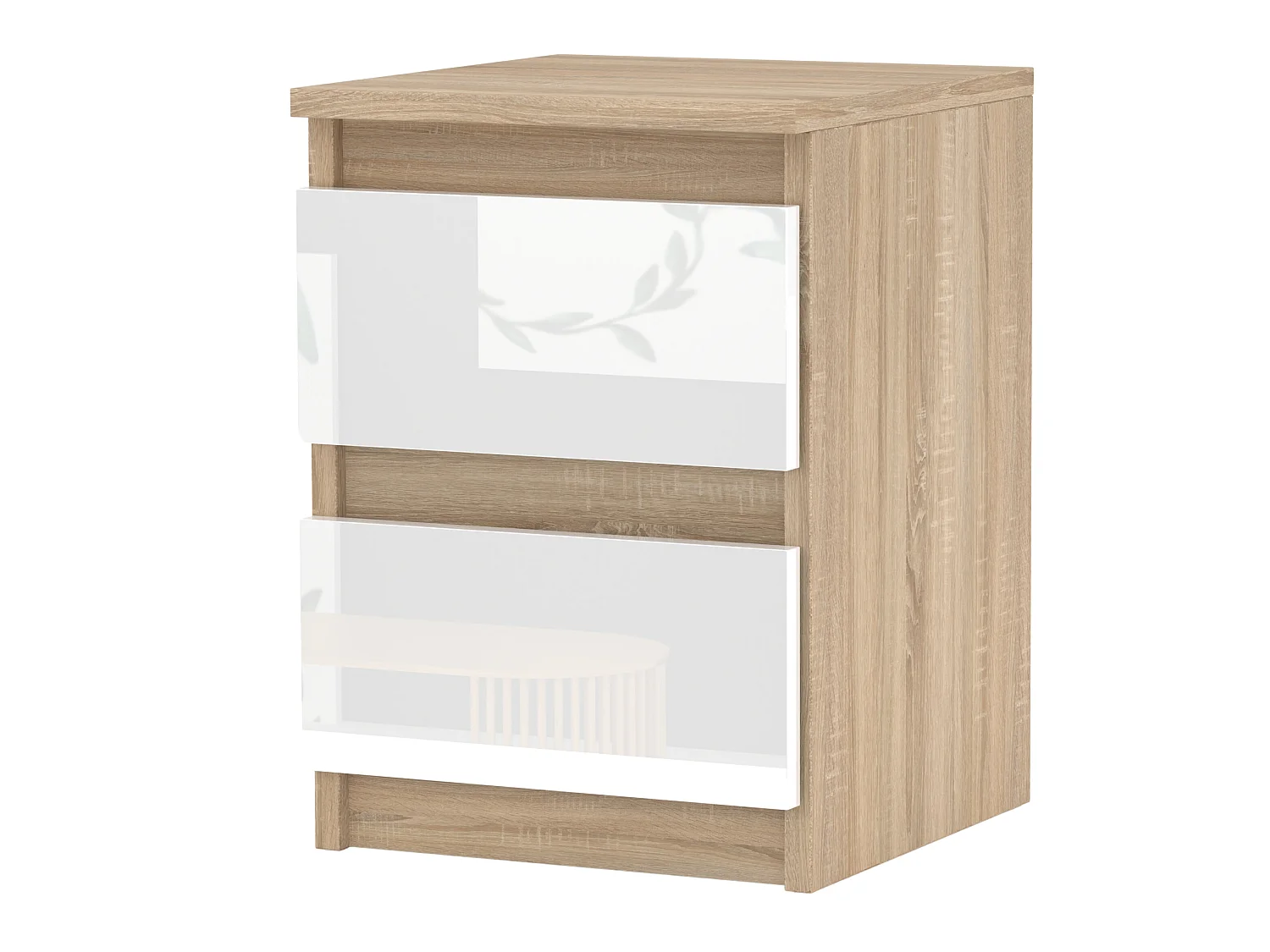 Szafka Nocna Stiv-Meble 2 Szuflady 30 CM Dąb Sonoma Biały Połysk 30x30x40 CM 1szt.