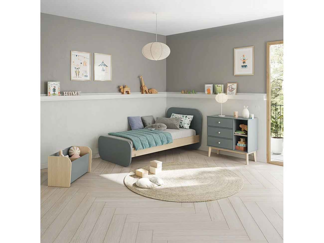 Cama Misty Breeze Verde Salvia - Oak Soft