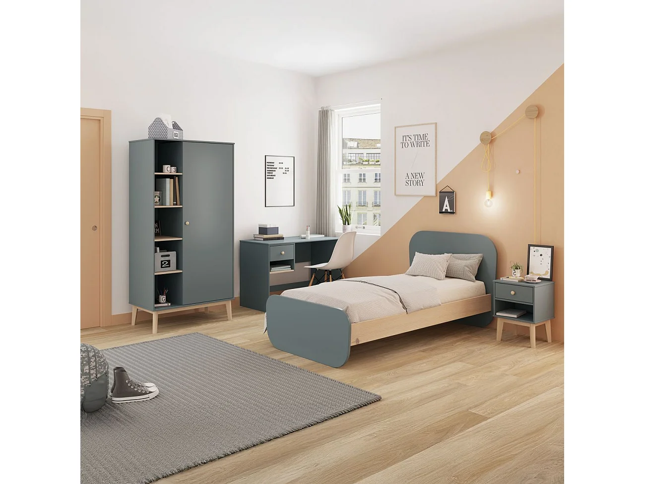 Cama Misty Breeze Verde Salvia - Oak Soft