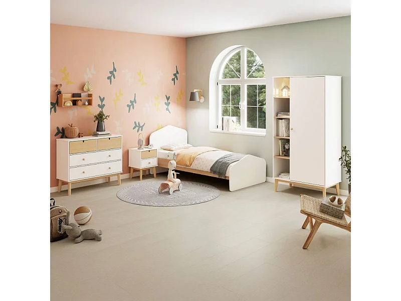 Cama juvenil Misty Cloud Blanco - Oak Soft