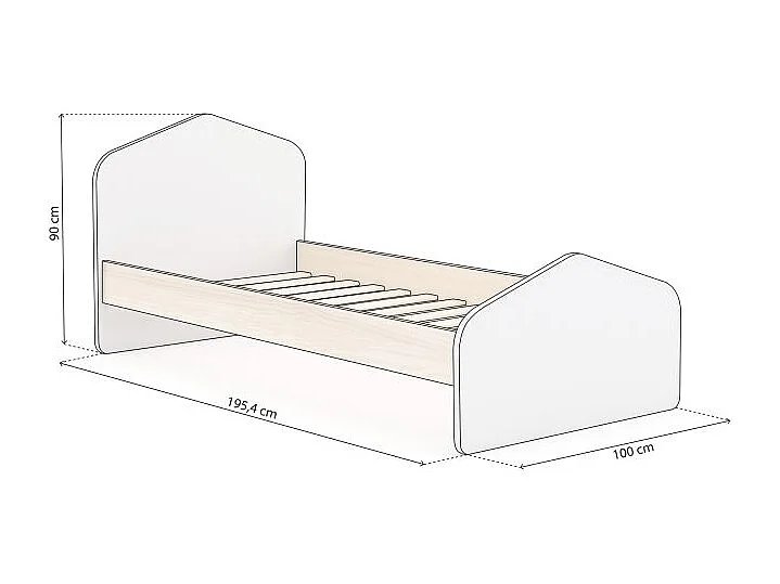 Cama juvenil Misty Cloud Blanco - Oak Soft