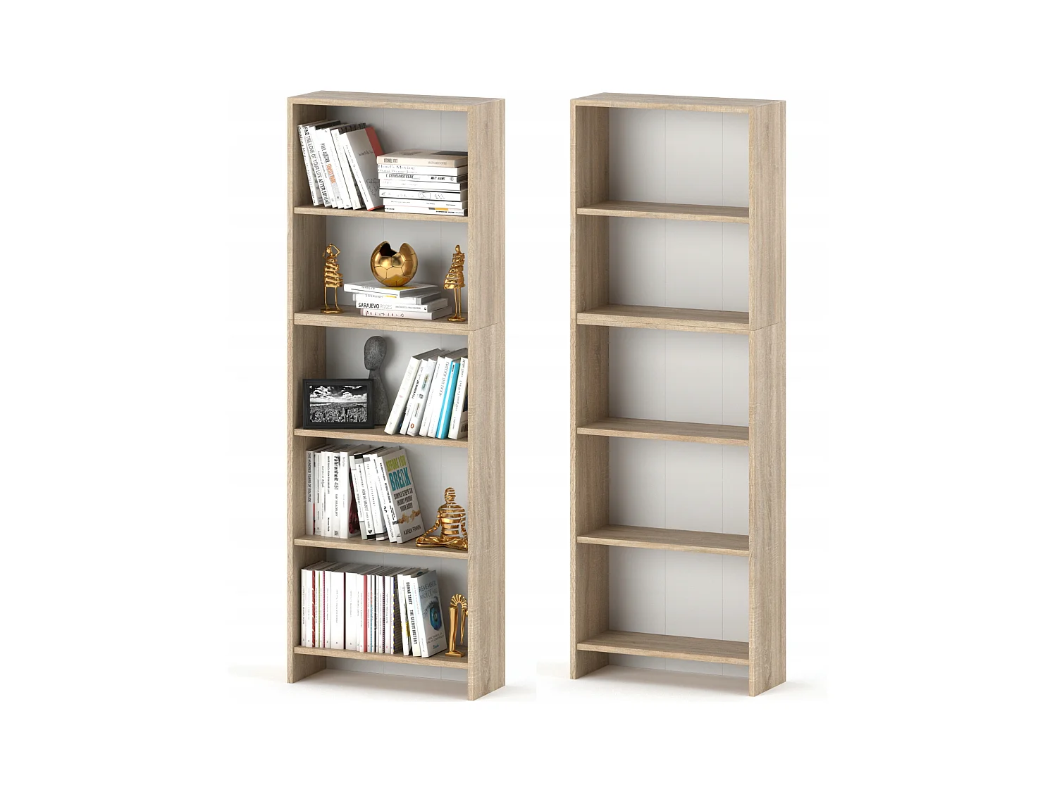 Bibliothèque -Étagère multifonction Chêne Sonoma 5 niveaux 60X30x189cm – Pour livres, jouets et accessoires de bureau