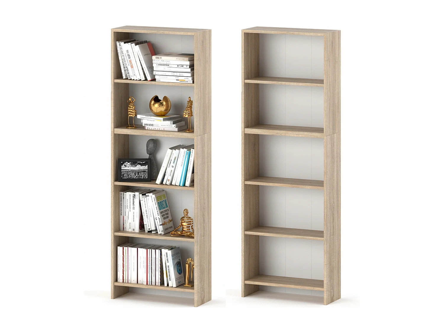 Bibliothèque -Étagère multifonction Chêne Sonoma 5 niveaux 60X30x189cm – Pour livres, jouets et accessoires de bureau