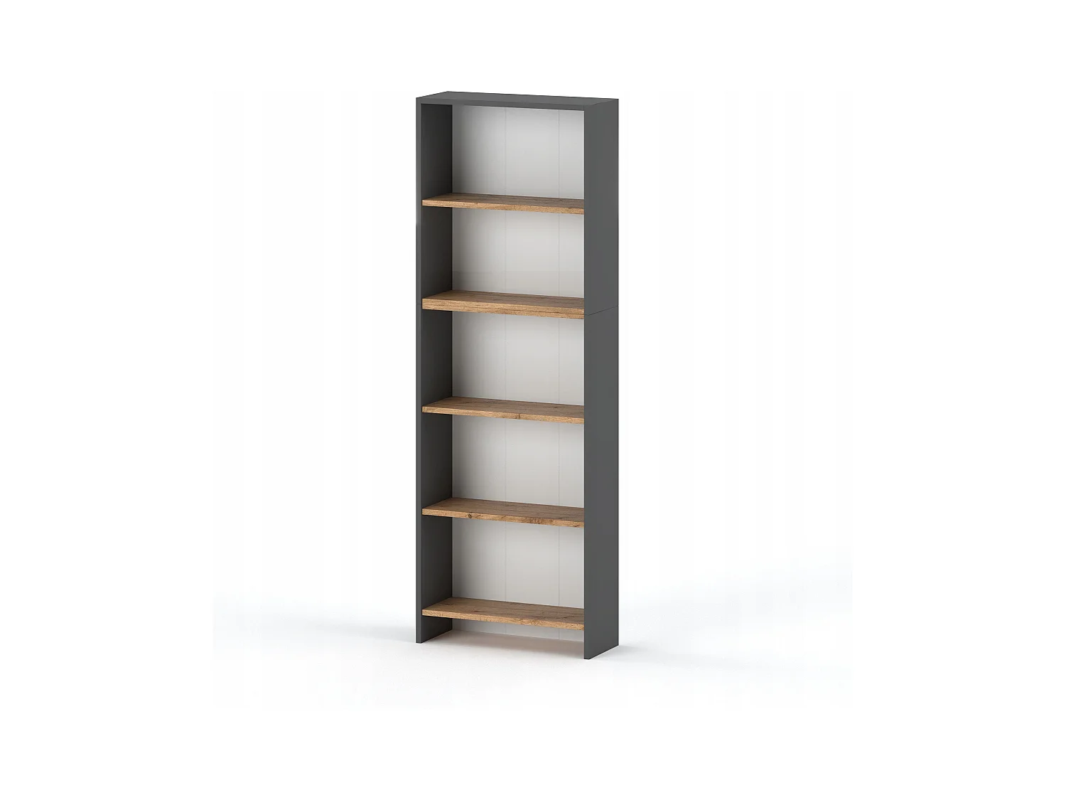 Bibliothèque -Étagère multifonction Gris + Chêne Wotan 5 niveaux 60X30x189cm – Pour livres, jouets et accessoires de bureau