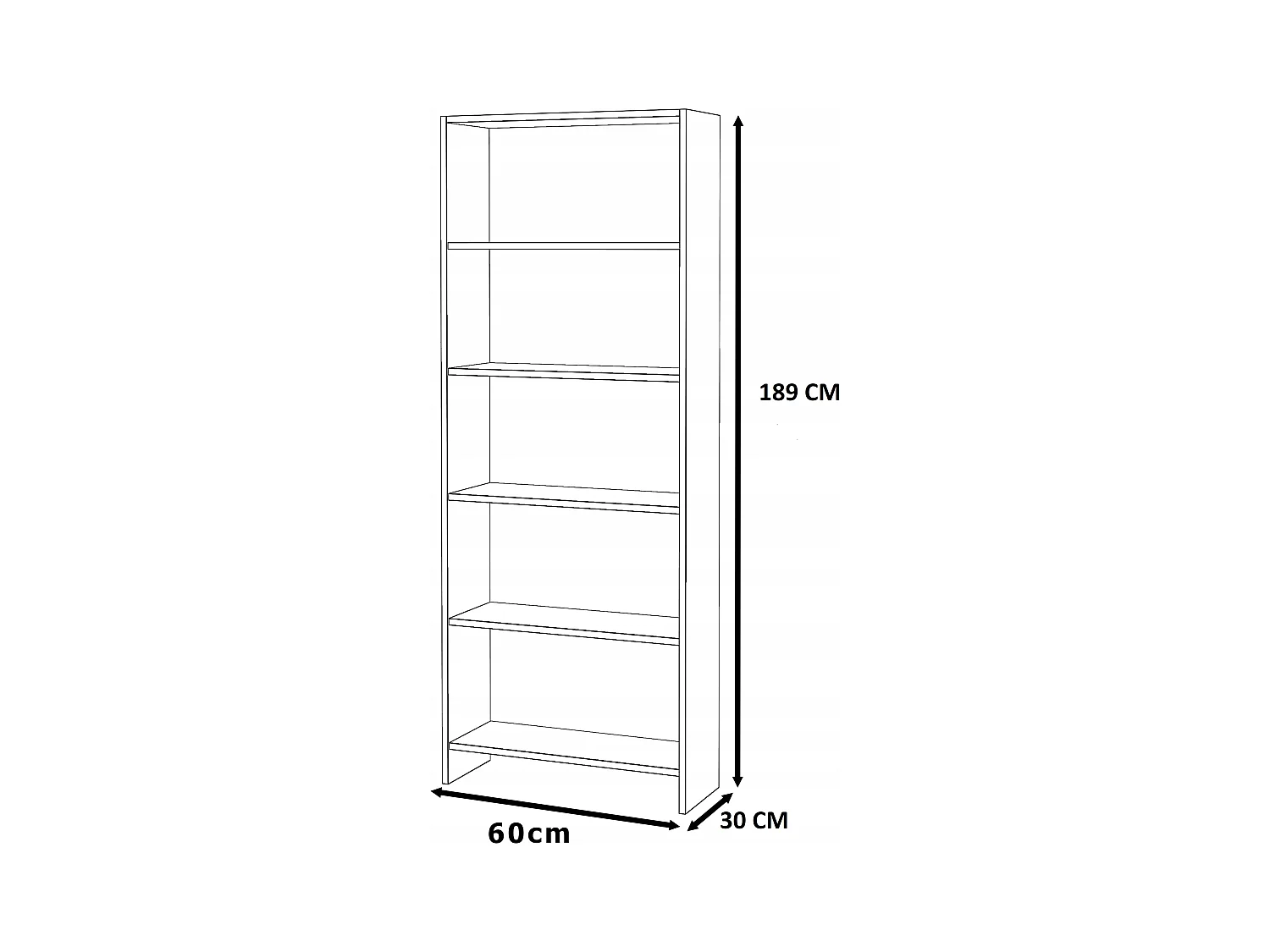 Bibliothèque -Étagère multifonction Gris + Chêne Wotan 5 niveaux 60X30x189cm – Pour livres, jouets et accessoires de bureau