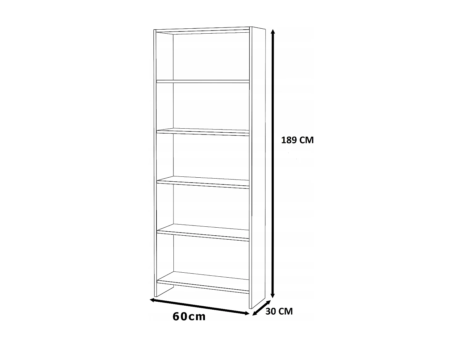 Bibliothèque -Étagère multifonction Gris + Chêne Wotan 5 niveaux 60X30x189cm – Pour livres, jouets et accessoires de bureau