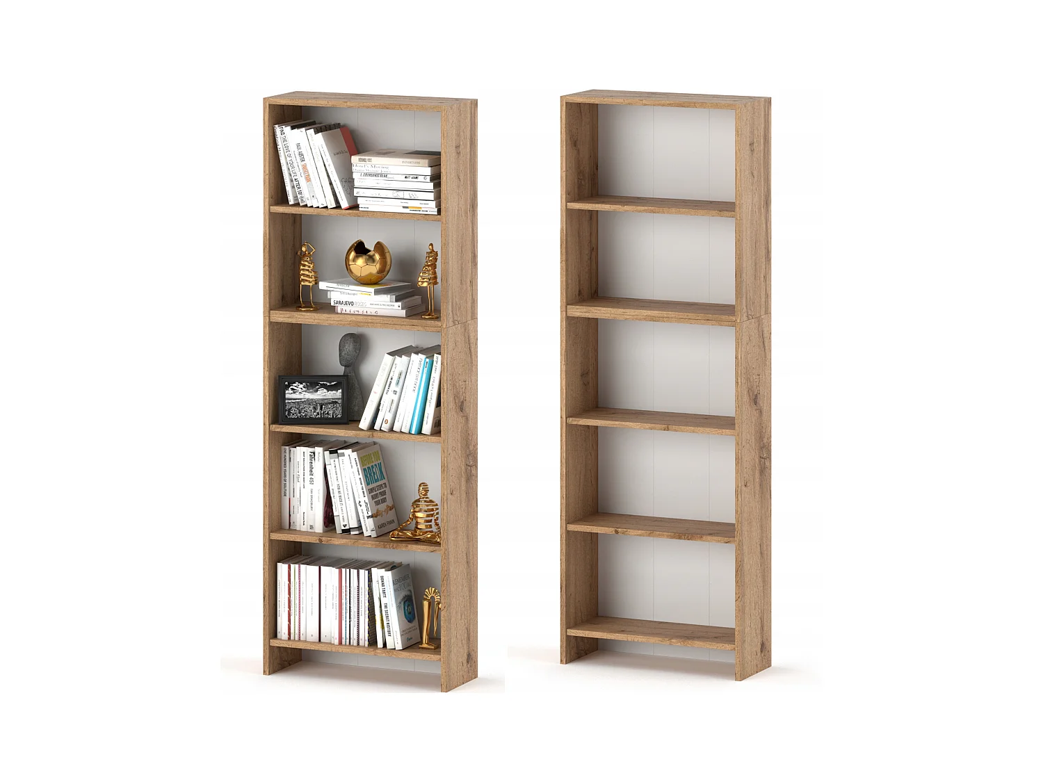 Bibliothèque -Étagère multifonction Chêne Wotan 5 niveaux 60X30x189cm – Pour livres, jouets et accessoires de bureau