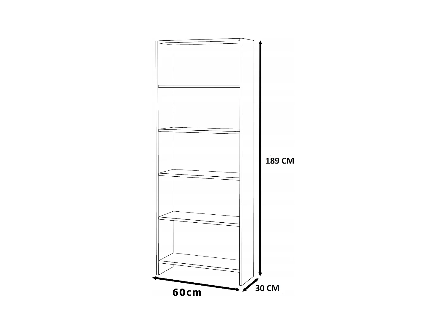 Bibliothèque -Étagère multifonction Chêne Wotan 5 niveaux 60X30x189cm – Pour livres, jouets et accessoires de bureau
