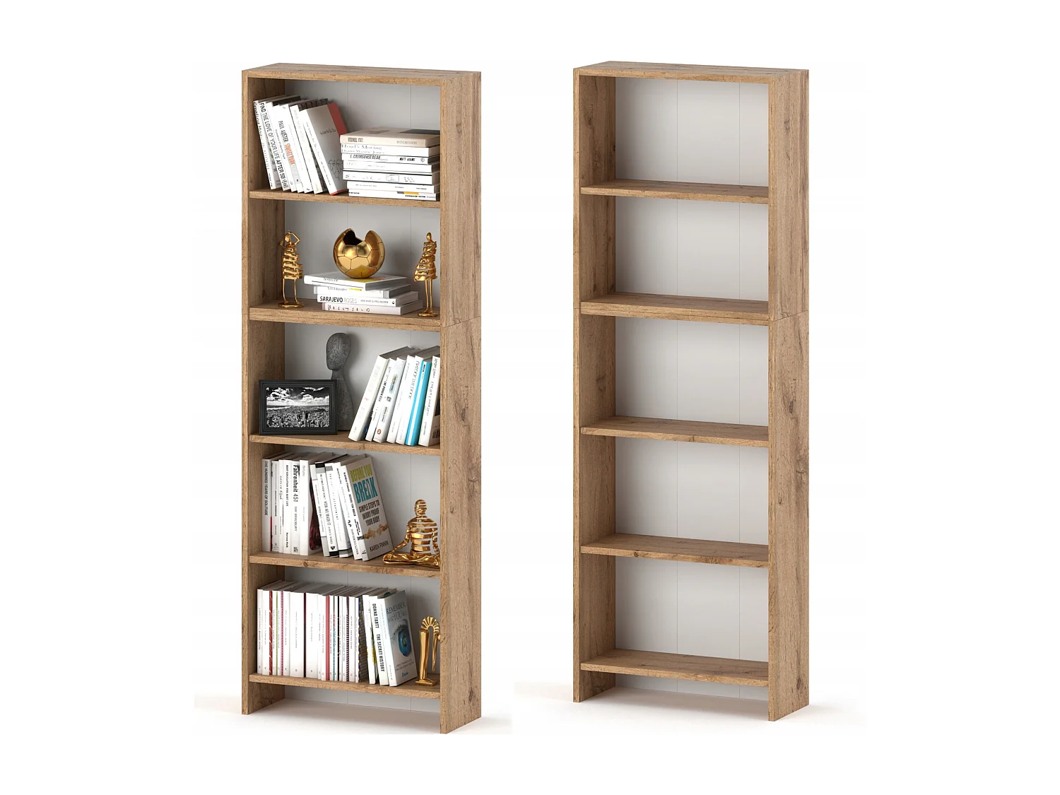 Bibliothèque -Étagère multifonction Chêne Wotan 5 niveaux 60X30x189cm – Pour livres, jouets et accessoires de bureau