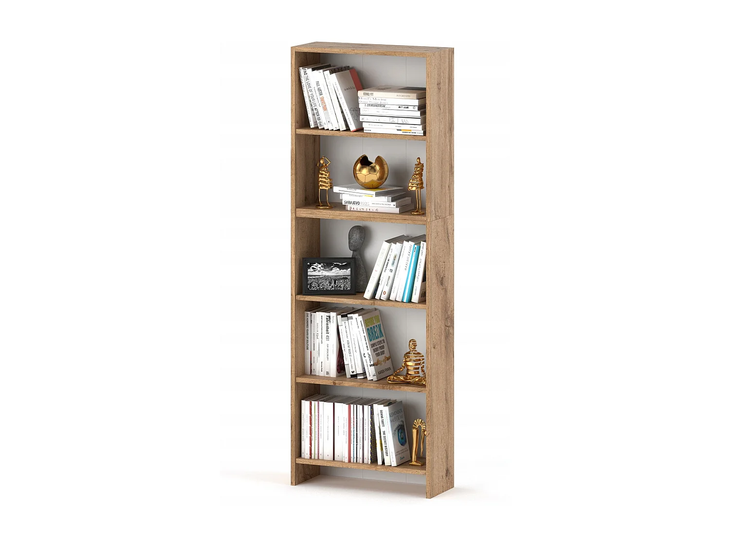 Bibliothèque -Étagère multifonction Chêne Wotan 5 niveaux 60X30x189cm – Pour livres, jouets et accessoires de bureau