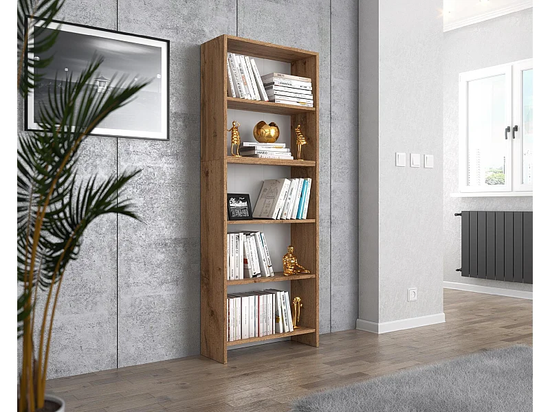 Bibliothèque -Étagère multifonction Chêne Wotan 5 niveaux 60X30x189cm – Pour livres, jouets et accessoires de bureau