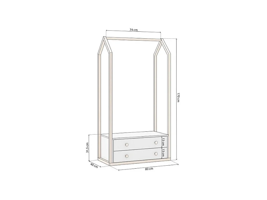 Perchero juvenil Misty Breeze Blanco - Oak Soft