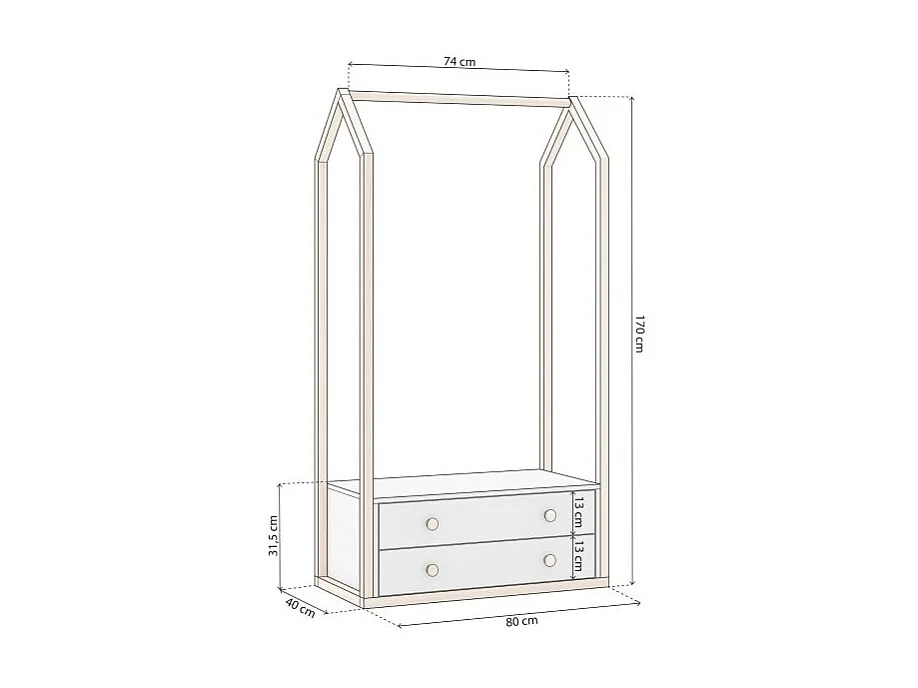 Perchero juvenil Misty Breeze Blanco - Oak Soft