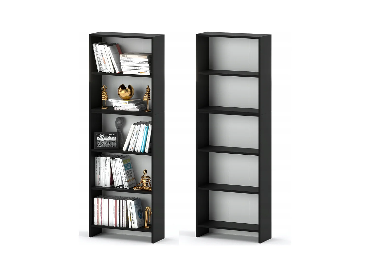 Bibliothèque -Étagère multifonction Noir 5 niveaux 60X30x189cm – Pour livres, jouets et accessoires de bureau