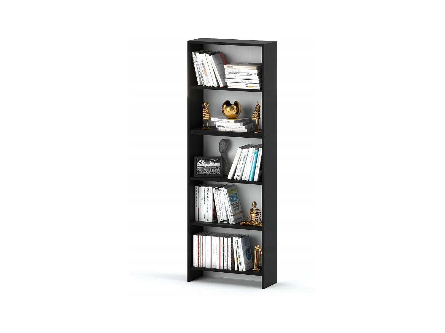Bibliothèque -Étagère multifonction Noir 5 niveaux 60X30x189cm – Pour livres, jouets et accessoires de bureau