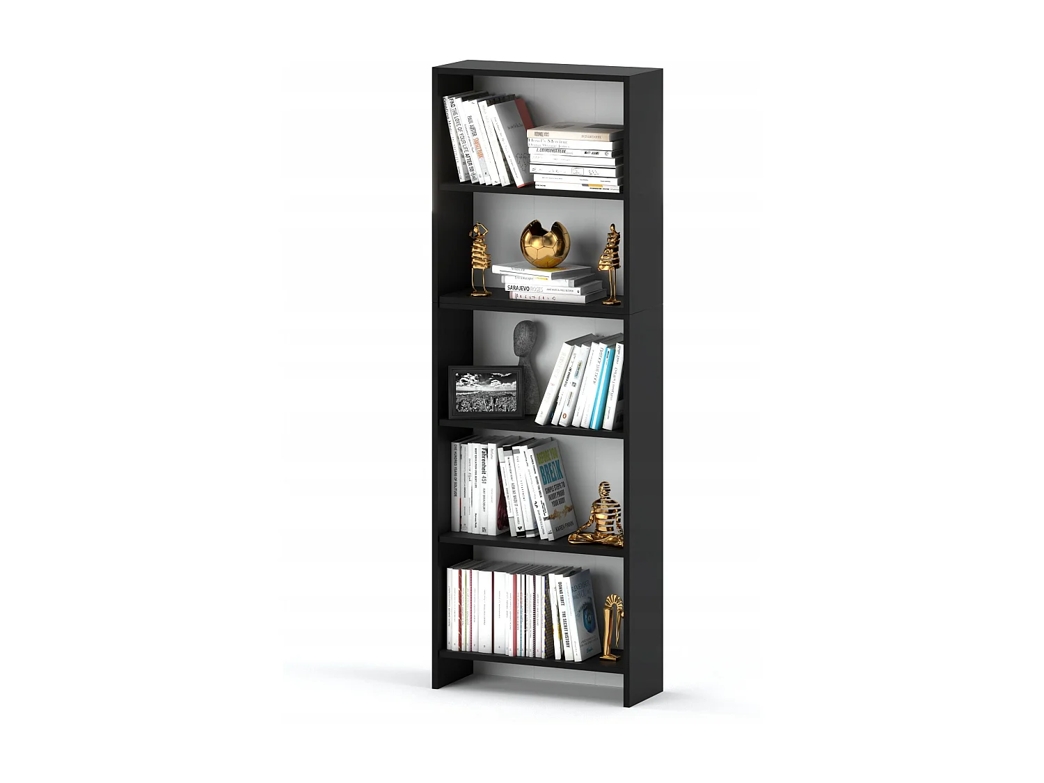 Bibliothèque -Étagère multifonction Noir 5 niveaux 60X30x189cm – Pour livres, jouets et accessoires de bureau
