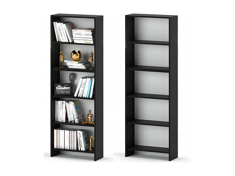 Bibliothèque -Étagère multifonction Noir 5 niveaux 60X30x189cm – Pour livres, jouets et accessoires de bureau
