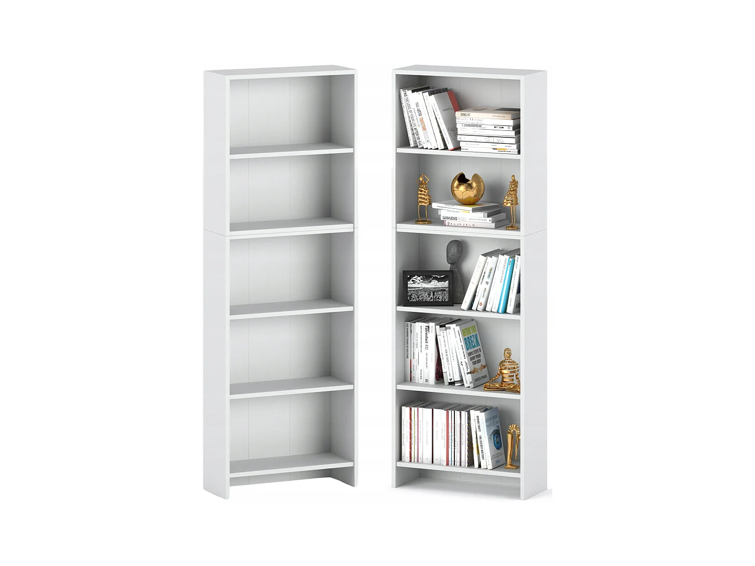 Bibliothèque - Étagère multifonction blanche 5 niveaux 60X30x189cm – Pour livres, jouets et accessoires de bureau