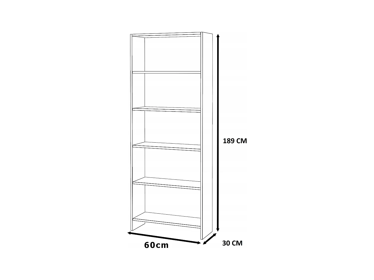 Bibliothèque - Étagère multifonction blanche 5 niveaux 60X30x189cm – Pour livres, jouets et accessoires de bureau