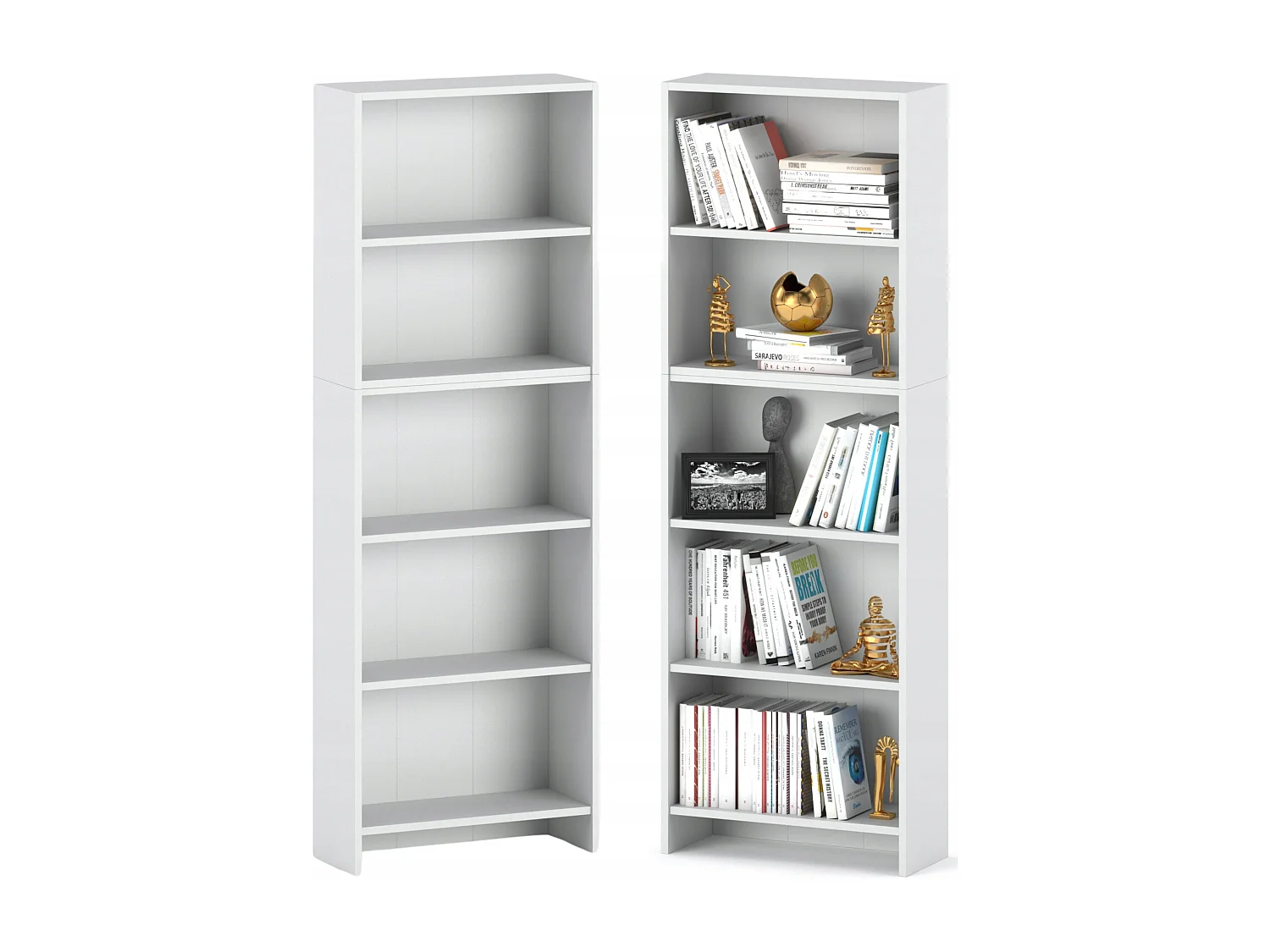 Bibliothèque - Étagère multifonction blanche 5 niveaux 60X30x189cm – Pour livres, jouets et accessoires de bureau