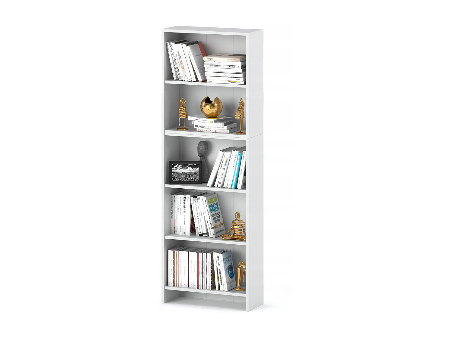Bibliothèque - Étagère multifonction blanche 5 niveaux 60X30x189cm – Pour livres, jouets et accessoires de bureau