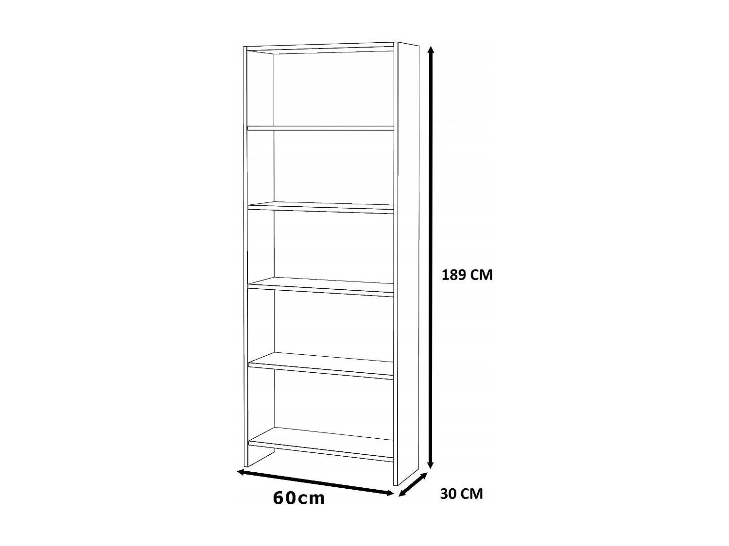 Bibliothèque - Étagère multifonction blanche 5 niveaux 60X30x189cm – Pour livres, jouets et accessoires de bureau