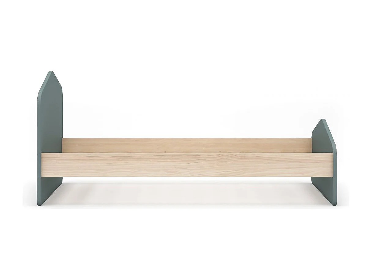 Cama juvenil con cabecero en verde salvia y oak soft 100x195,4 cm Misty Cloud Verde Salvia - Oak Soft