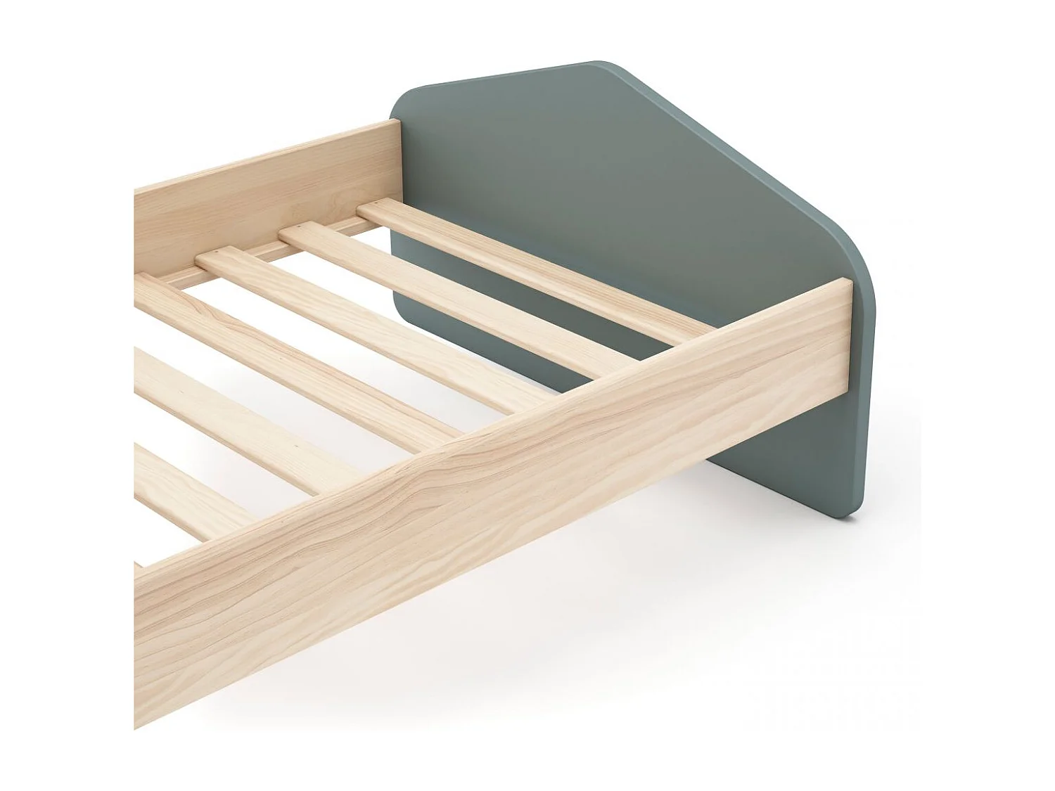 Cama juvenil con cabecero en verde salvia y oak soft 100x195,4 cm Misty Cloud Verde Salvia - Oak Soft