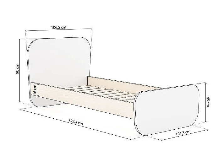 Cama juvenil Misty Breeze Blanco - Oak Soft