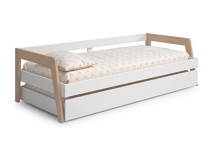 Cama doble juvenil Misty Haze Blanco - Oak Soft