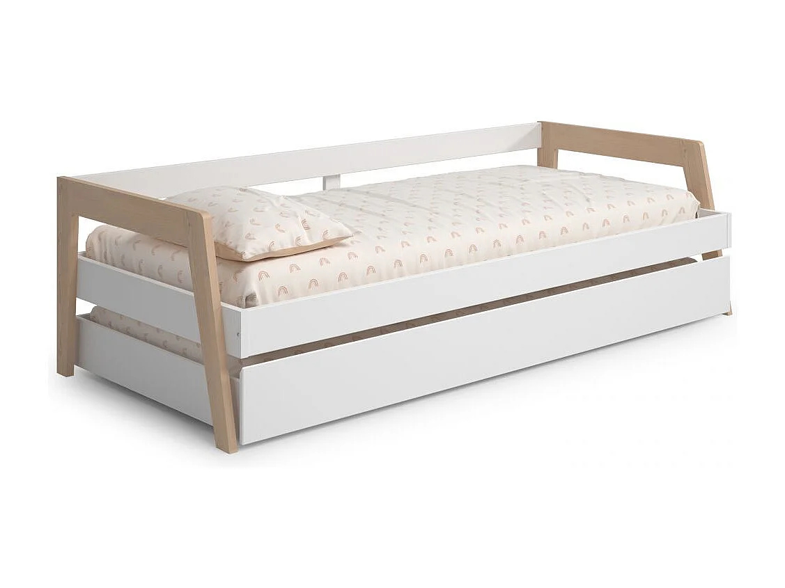 Cama doble juvenil Misty Haze Blanco - Oak Soft