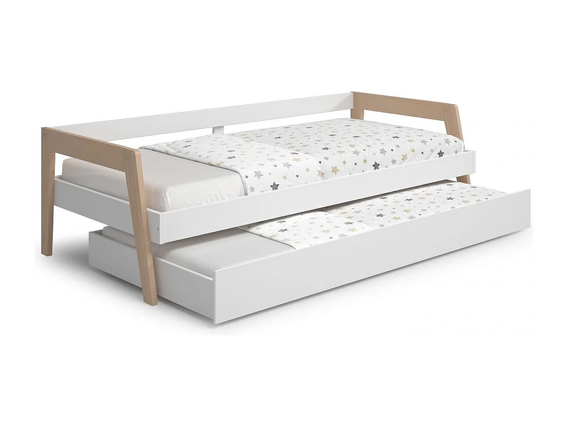 Cama doble juvenil Misty Haze Blanco - Oak Soft