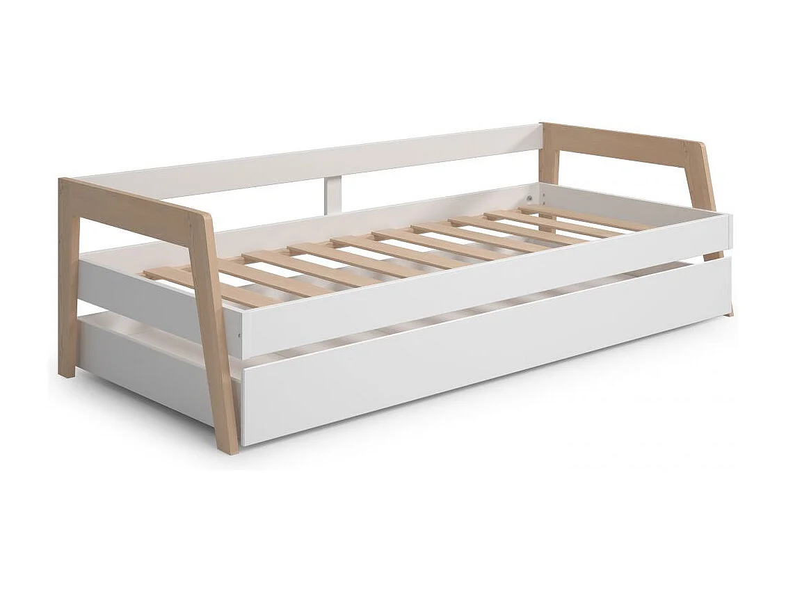 Cama doble juvenil Misty Haze Blanco - Oak Soft
