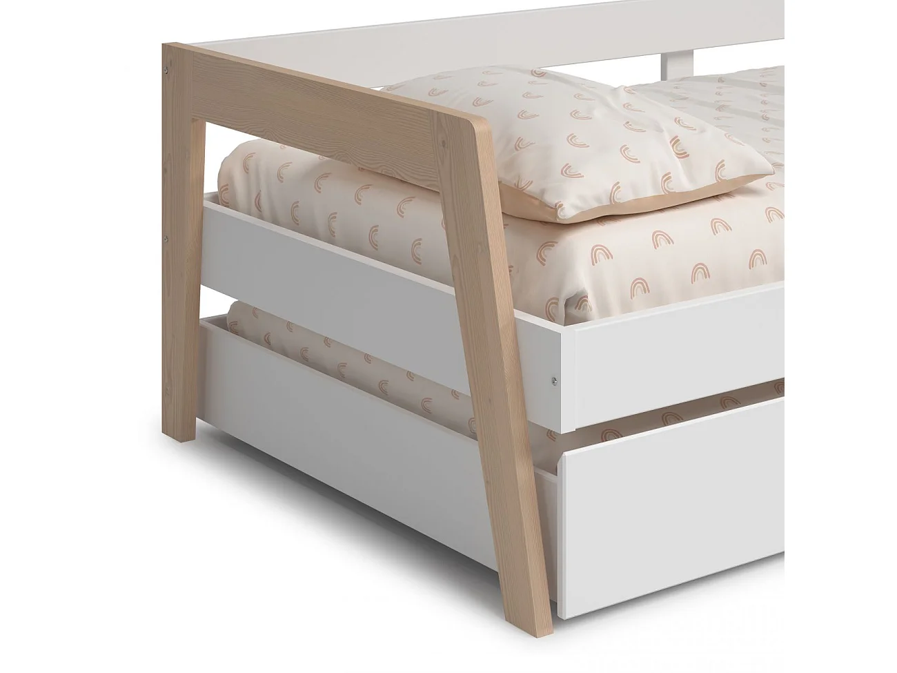 Cama doble juvenil Misty Haze Blanco - Oak Soft