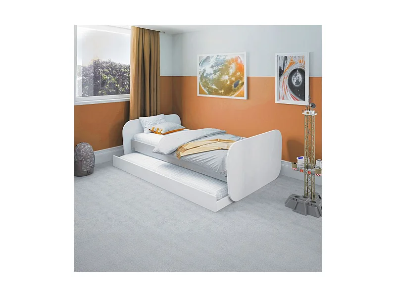 Cama doble juvenil Misty Breeze Blanco - Oak Soft