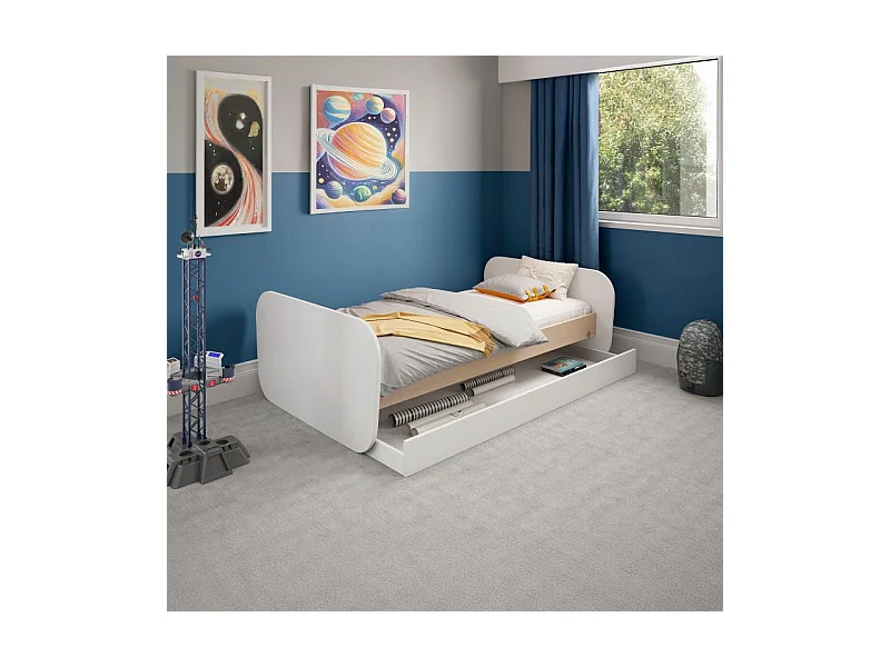 Cama doble juvenil Misty Breeze Blanco - Oak Soft
