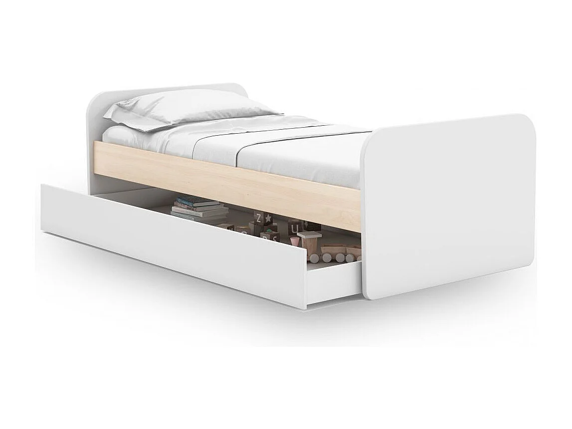 Cama doble juvenil Misty Breeze Blanco - Oak Soft