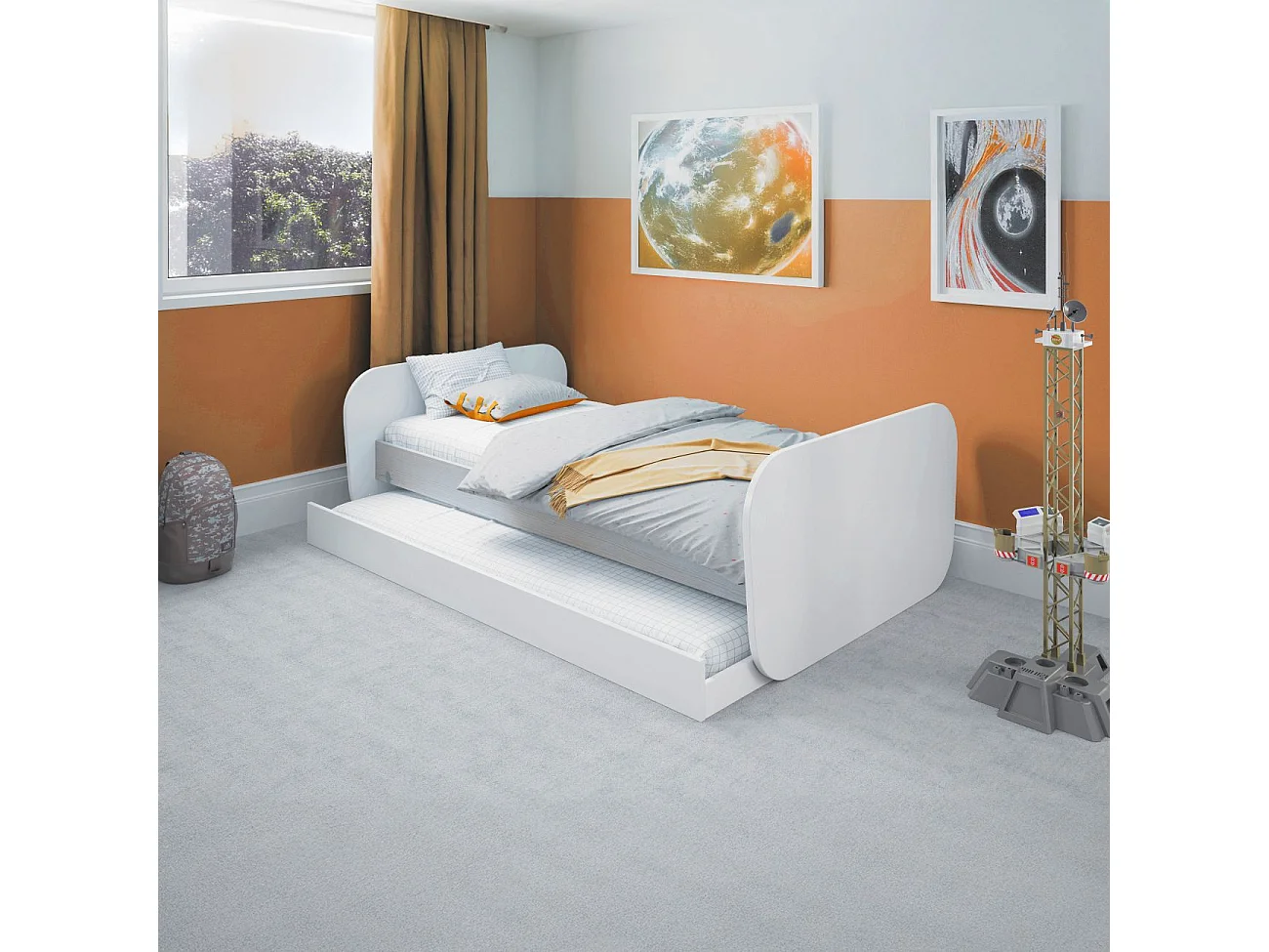 Cama doble juvenil Misty Breeze Blanco - Oak Soft