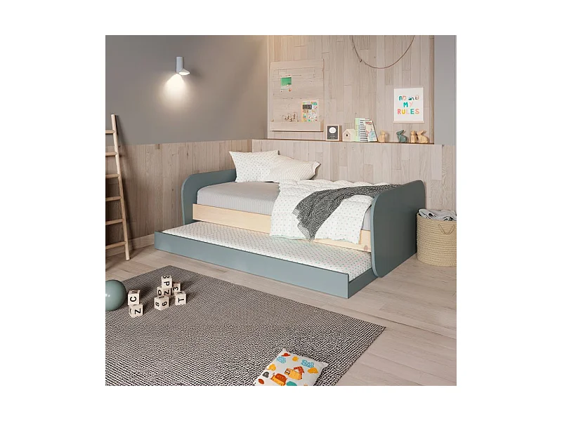 Cama doble juvenil Misty Breeze Verde Salvia - Oak Soft
