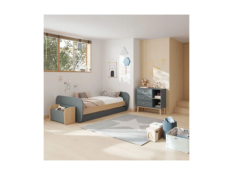 Cama doble juvenil Misty Breeze Verde Salvia - Oak Soft