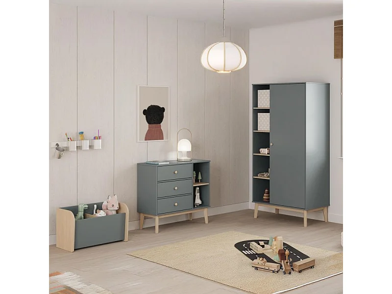 Armario juvenil Misty Breeze Verde Salvia - Oak Soft