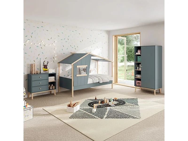 Armario juvenil Misty Breeze Verde Salvia - Oak Soft